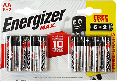 Energizer Max AA 6+2Τεμ Δωρεάν
