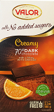 Valor Creamy 70% Dark Chocolate With Orange & Stevia 100g