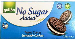 Gullon Twins Cocoa Sandwich Cookies No Sugar Added 210g