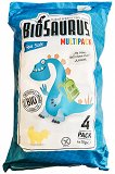 BioSaurus Οργανικά Σνακ Καλαμποκιού Φούρνου Με Γεύση Θαλασσινό Αλάτι 4x15g